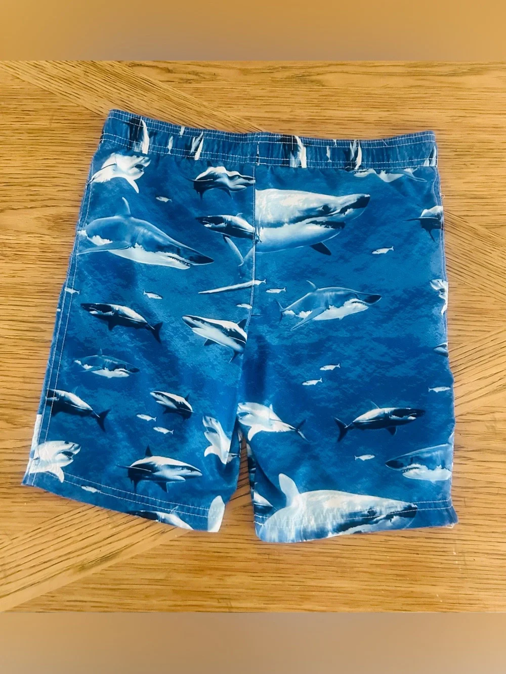 Blue Shark-Print Swim Shorts for Kids Size 8